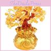 Elegant Feng Shui Money Wealth Tree With Yellow Citrine And Amethyst Crystal Gem