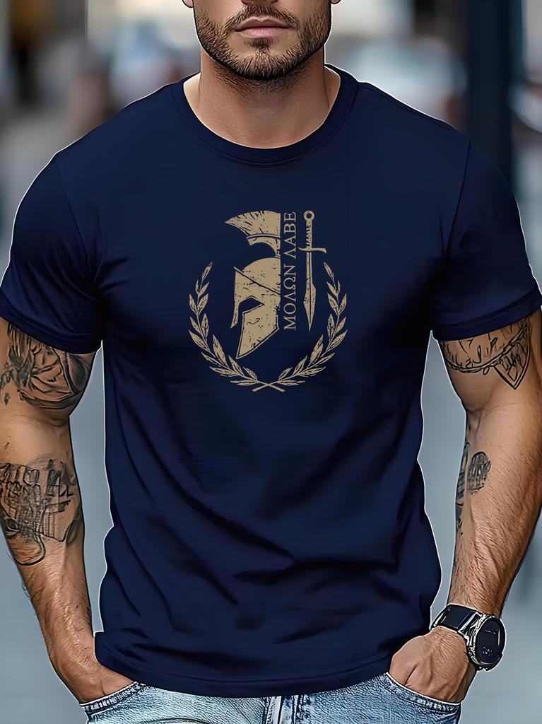 Unisexs Spartan Spirit Print Tshirt with Spartan Warrior Print Regular Casual Shirt Suitable for Gym Casual
