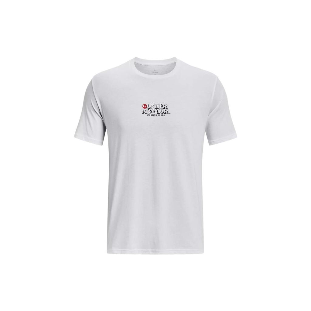 Under Armour Letter Print Crew Neck Short Sleeve T-Shirt Men Tops White 1376856-100