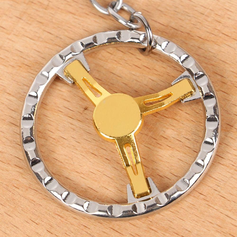Zinc Zinc Alloy Racing Steering Wheel Key Ring Three Color Car Refitting Pendant Fashion   Male/Boys