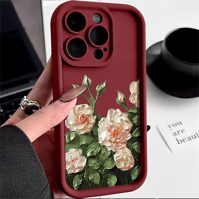 Ретро Классическая Масляная Живопись Цветочный Чехол Для Iphone 17 Pro Max 16 15 14 13 12 11 Pro Max 17 Air 16E 1 Plus Конфетный Матовый Чехол Capa