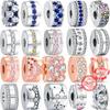 100% S925 Sterling Silver Pavé Clear Zircon Sparkling Clip Beads Button Style Fit Original Charms Bracelets Women Jewelry