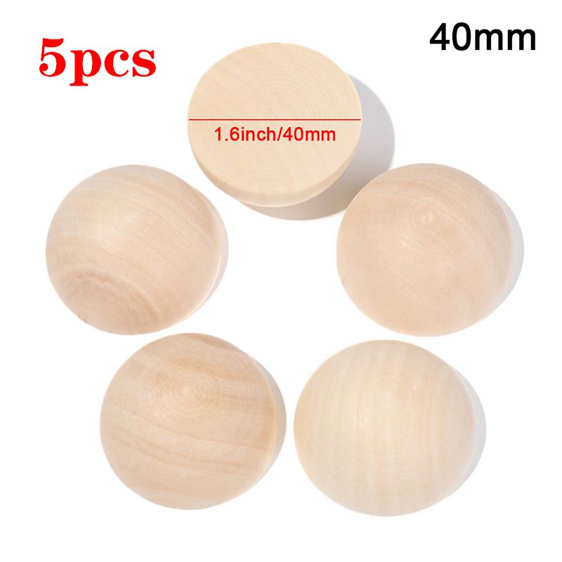 12/15/20/25/30/35/40mm for DIY Paint Woodworking Half Wooden Beads Unfinished Wood Balls Beads