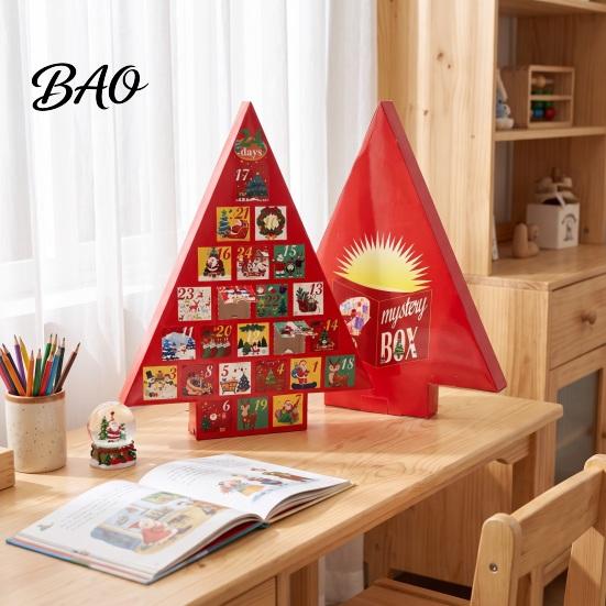 Multi Compartment Gift Box Christmas Tree Advent Calendar Box, DIY Surprising Shaped Paper Hole Punch Surprise Fillable Countdown for Candy