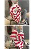 Fleece-Lined Striped Hoodie: Women's 2026 Winter Loose Fit, Mid-Length, Versatile Korean Style Trendy Top