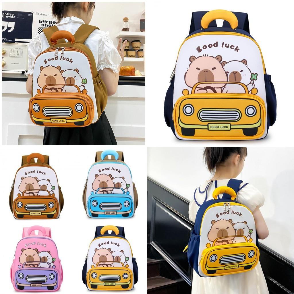 Capybara Pattern Kids Backpack Boys Girls School Bag With Breathable Nylon For Preschool Use