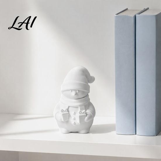 Cute Snowman Sculptures 3D Printed Figurine Holding Gift Boxes DIY Paintable Christmas Holiday Home Window Accents Ornament Winter Desktop
