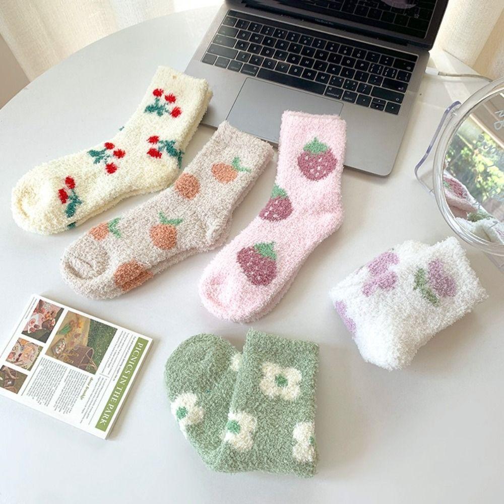Coral Fleece Coral Velvet Socks Soft Plush Women Socks Warm Mid-tube Socks Winter