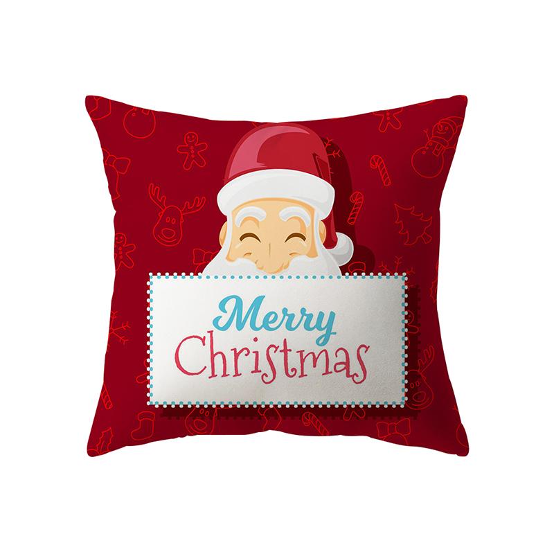 Merry Christmas Santa Claus Print Pattern Cushion Cover Home Living Room Sofa Decoration Square Polyester Pillow Pillow Cover