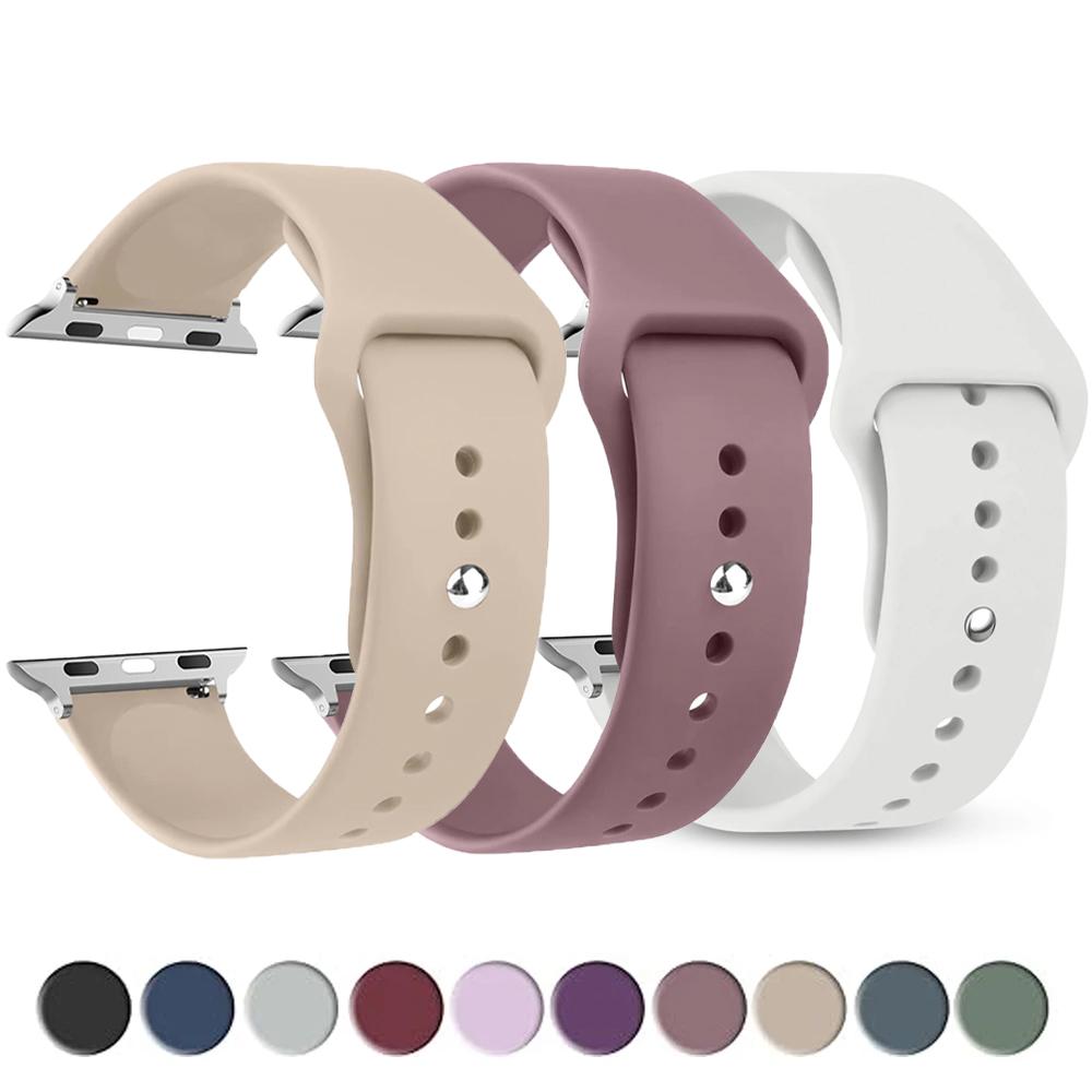 Ремешок для Apple Watch band 45мм 44мм 42мм 49мм 40мм 41мм Силиконовый Спортивный браслет correa iWatch Series 9 8 7 6 5 3 4 3 SE Ultra 2