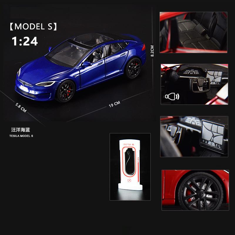 1:24 Модель X Модель Y Tesla Model 3 Литой из сплава Игрушечная модель автомобиля Звук и свет Детская игрушка Коллекционные предметы Подарок на день рождения