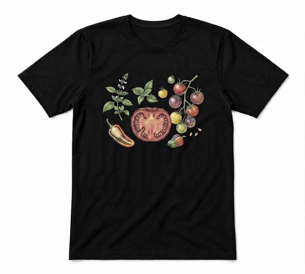 Tomato Summer Vegetable Garden Nature Tee Unisex Black T-shirt