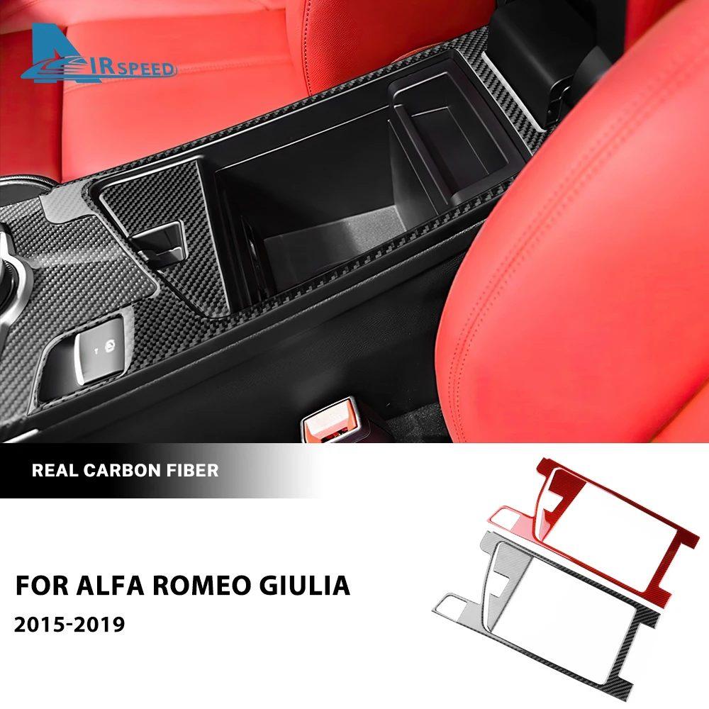 Real Soft Carbon Fiber Sticker For Alfa Romeo Giulia 952 2015 2016 2017 2018 2019 LHD RHD Car Armrest Box Interior Accessories