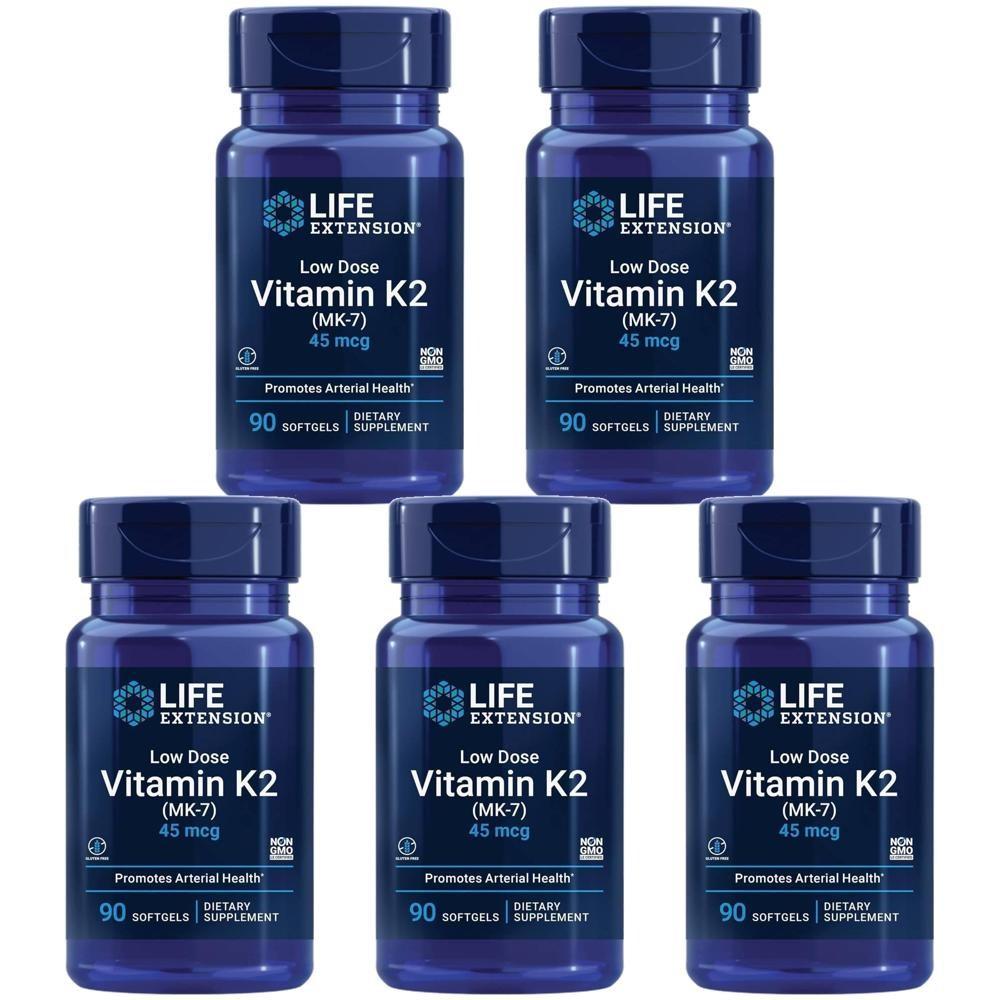 Life Extension Vitamin K2 MK-7 45mcg Softgels 90 Tablets 5 pcs