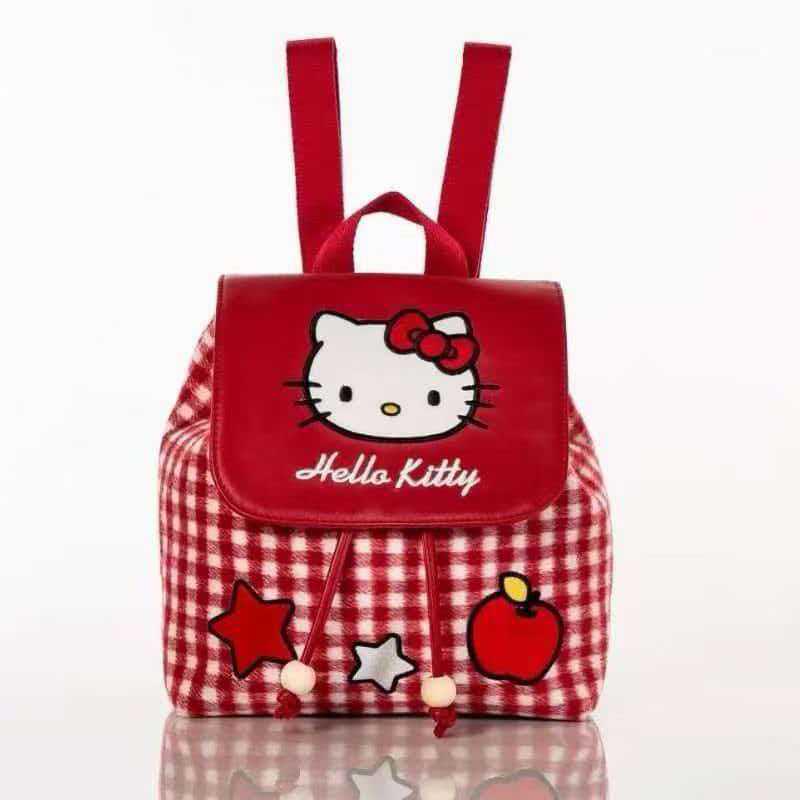 Клетчатый рюкзак Sanrio Hello Kitty - Милый мультяшный дизайн для женщин