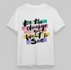 Women's Plus Size Classic T-Shirt Be the Change Color Block Typography Tee USA