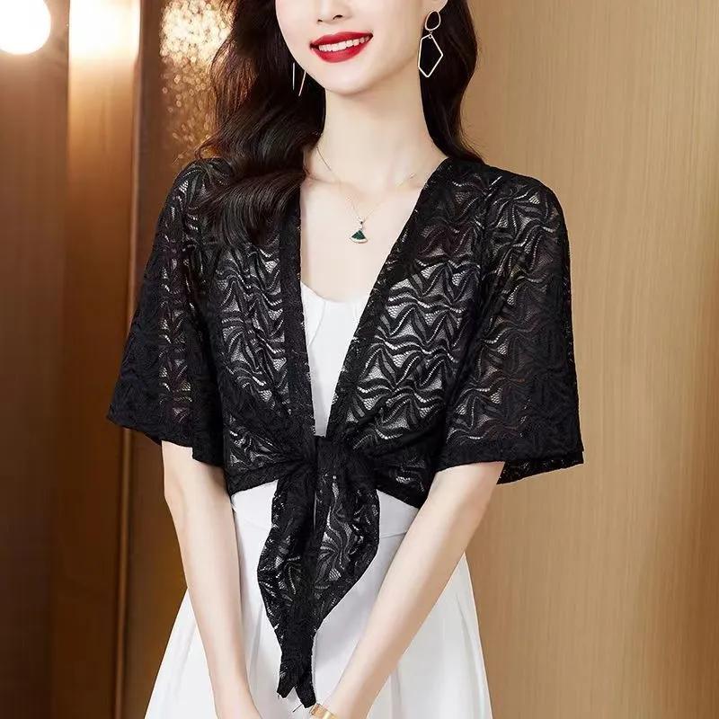 WTEMPO Женские повседневные однотонные кружевные солнцезащитные шали пальто весна-лето повседневные универсальные тонкие дышащие кардиганы