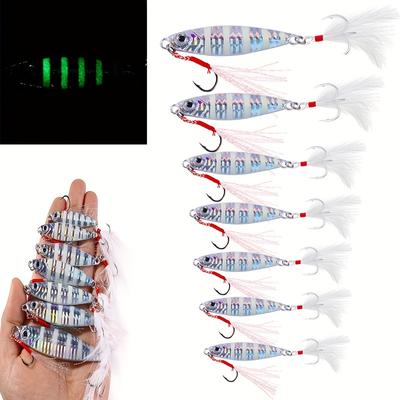 1шт светоотражающие джиг-приманки для соленой воды (10г, 15г, 20г, 25г, 30г, 40г, 60г) Тунец Басс Серебристые Приманки Перо Хвост Приманка