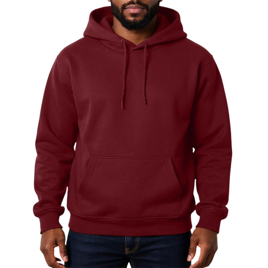 Men's Solid Color Adding Fleece Loose Hooded Hood Hoodie