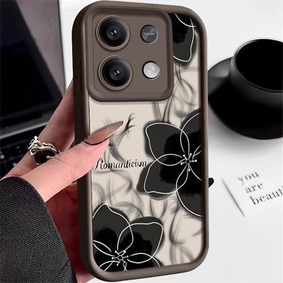 Черный цветочный узор однотонный чехол для Xiaomi Poco F6 X5 X6 M6 Pro 13t Redmi Note 13 12 11 10 Pro Plus силиконовый мягкий защитный чехол для объектива