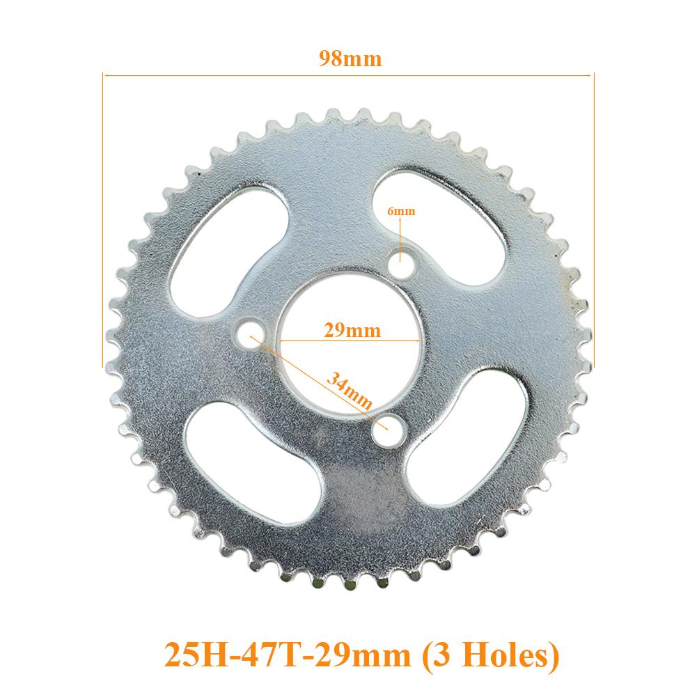 25H 47T Sprocket 3/4 Holes Rear Sprocket 29mm Fit for 47CC 49CC Mini Moto Pocket Electric Scooter Sprocket Replacement Accessory