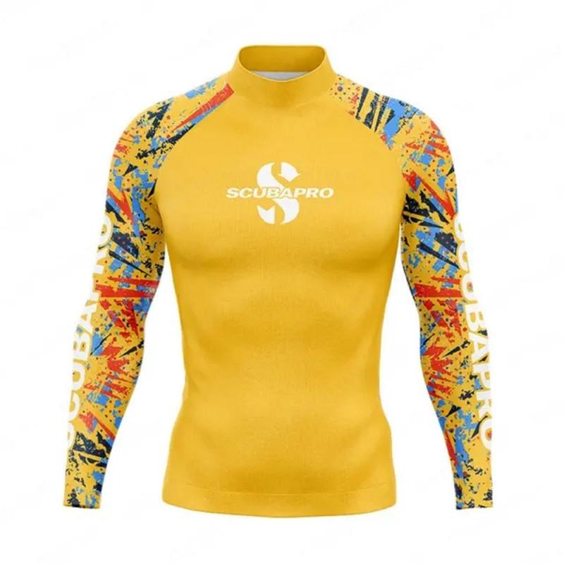 Mens UPF 50 Quick-Dry Rash Guard Long Sleeve Sun Protection Swim Shirt Surfing Snorkeling Beach Water Sports