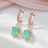 Кинель квадратные сине-зеленые висячие серьги с натуральным цирконом для женщин, розовое золото, бутиковые ювелирные изделия, вечерние украшения
