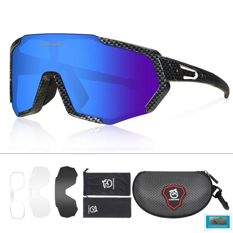 Queshark Cycling Glasses Polarized Sports Sunglasses Men Women with 3 Interchangeable Lens Anti-UV400 Bike Eyewear