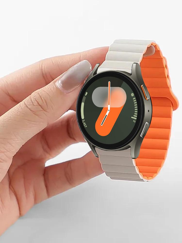 Силиконовый ремешок 20 мм 22 мм Для Samsung Galaxy watch 7/6/4/5 pro/active 2 amazfit Браслет с магнитной петлей HUAWEI watch GT 2e 3 ремешок