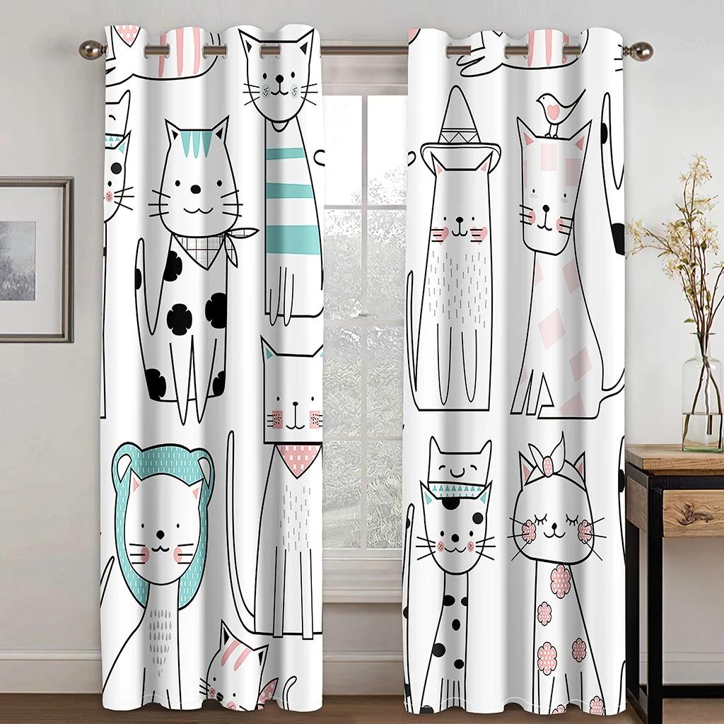 3D Современный милый мультяшный кот ребенок высокая затемняющая оконная штора разные стили мультяшного узора спальня гостиная затемняющая штора