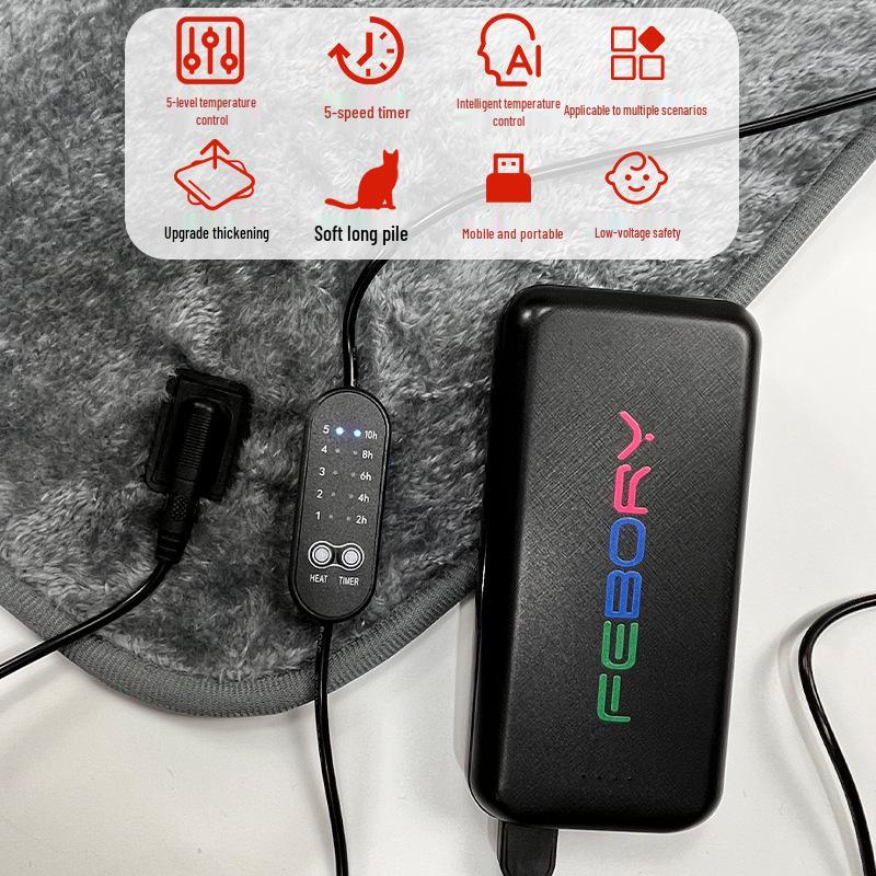 Электрическое одеяло 5В от USB: Портативный, с регулируемой температурой, односпальный нагревательный матрас для общежитий и кемпинга.
