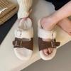 Ladies Shoes 2024 Hot Sale Buckle Women's Slippers Autumn Suede Warm Mixed Colors Flat Casual Comfortable Large Size Slippers
