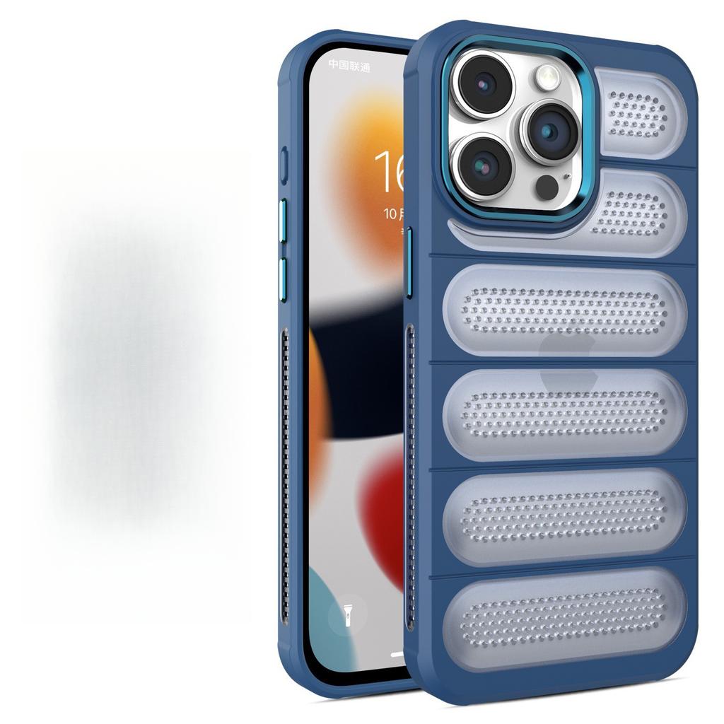 Подходит для iPhone16proMax Матовый Дышащий Отверстие для отвода тепла Чехол для мобильного телефона Apple 15 Противоударная Сетчатая Оболочка 14 Защитная Крышка