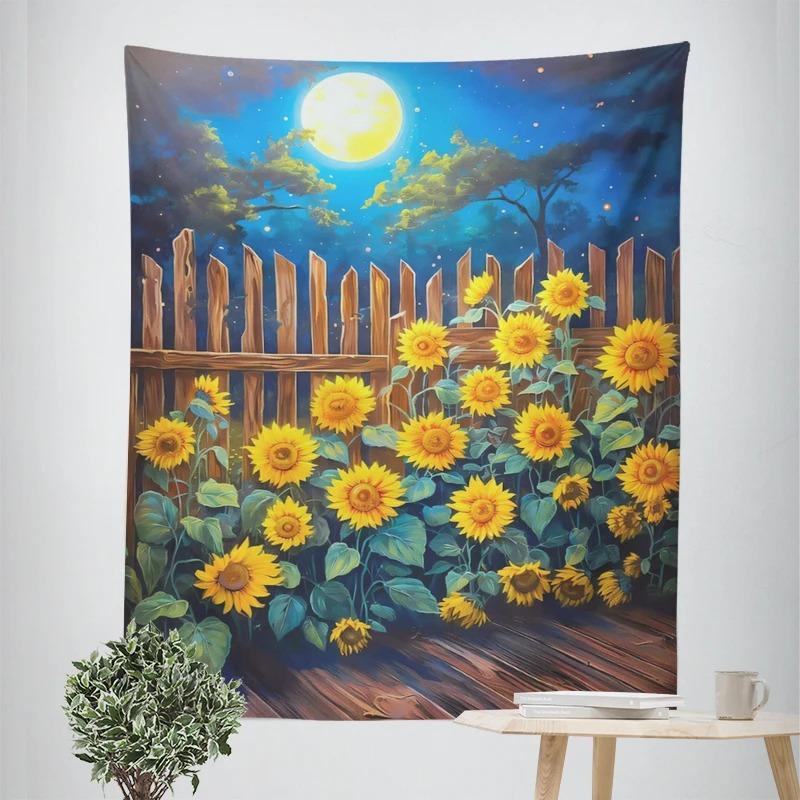 Декоративный гобелен с рисунком подсолнуха, украшение для дома, офис, гостиная, гобелен