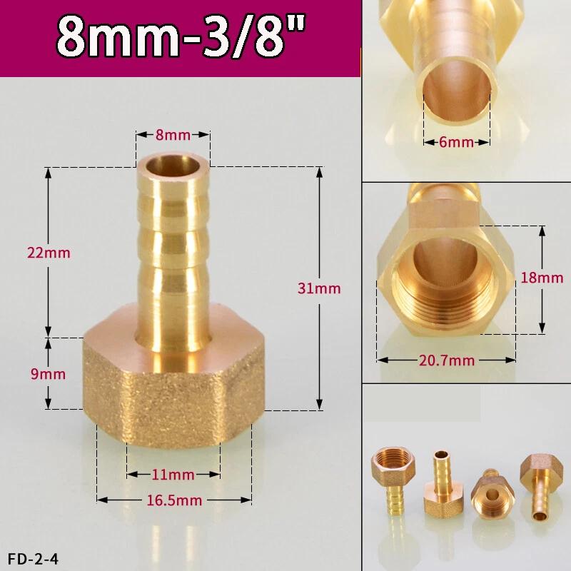 Peijian 1/8" 1/4" 3/8" Bsp Brass Pipe Fitting Barbed Hose Tail Joiner Tubing Connector Air Water Fuel Gas 6/8/10/12/14/18mm Fuel System Fittings7