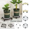 Metal Flower Pot Stand Plant Trolley On Wheels Moveable Flower Pot Base Display Stand Stool Home Garden Shelf Planter Holder
