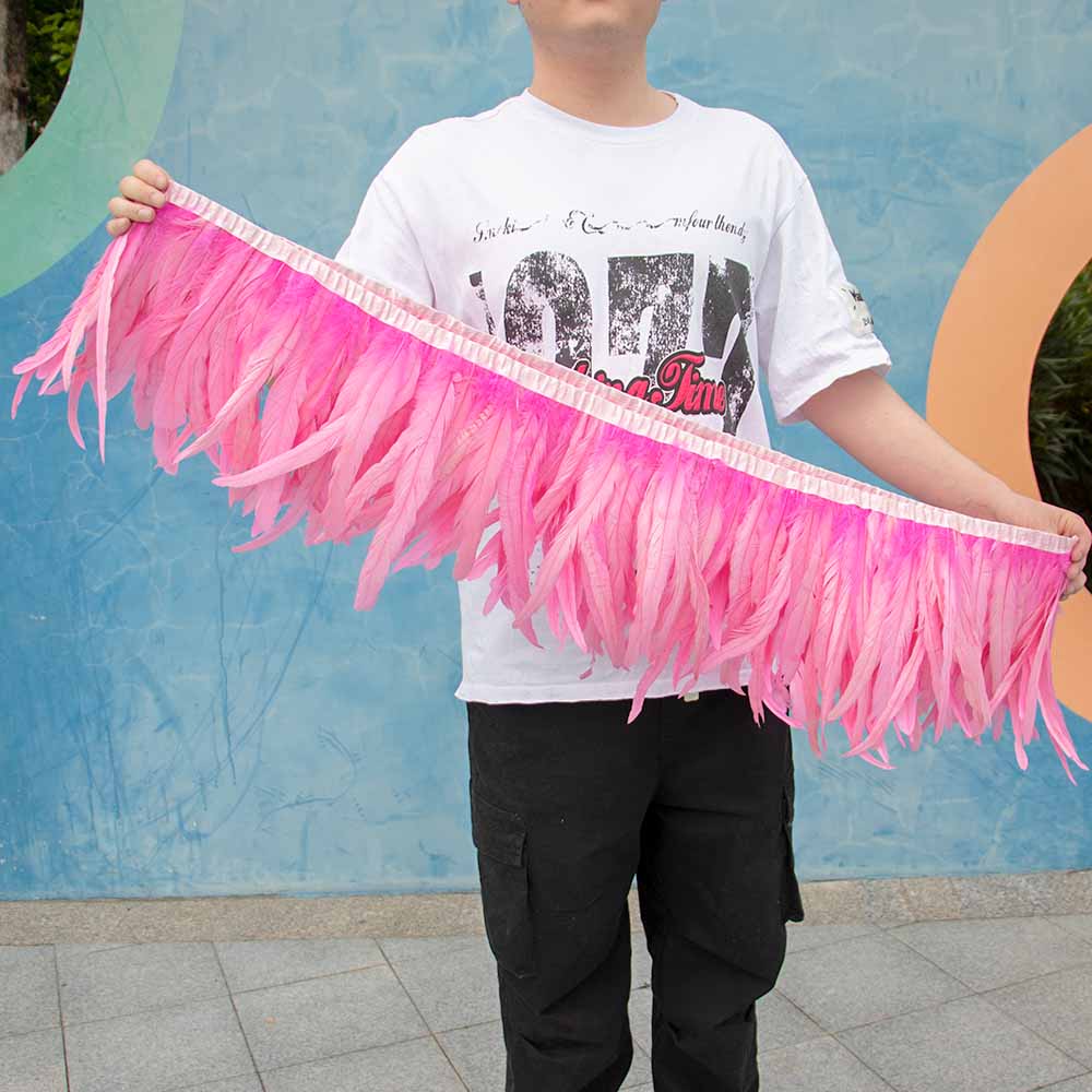 1 метр Натуральная красная петушиная хакл перьевая отделка бахрома 10-12 дюймов Свадебный карнавал украшение для вечеринки DIY одежда для шитья поделки