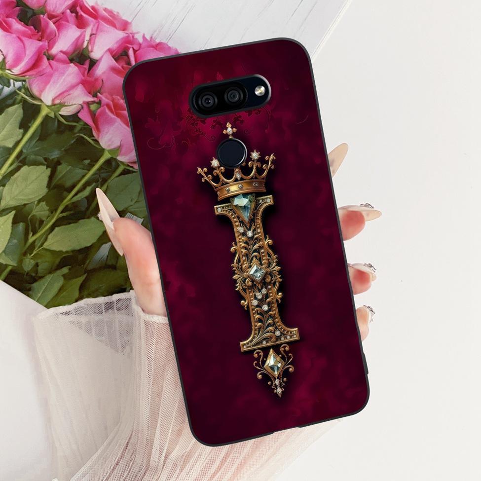 Для LG K40S 2019 Чехол-крышка Роскошная Корона Буквы от А до Я 2D Плоский Узор Мягкий Чехол-Fundа Для LG LMX430HM Корпус Телефона