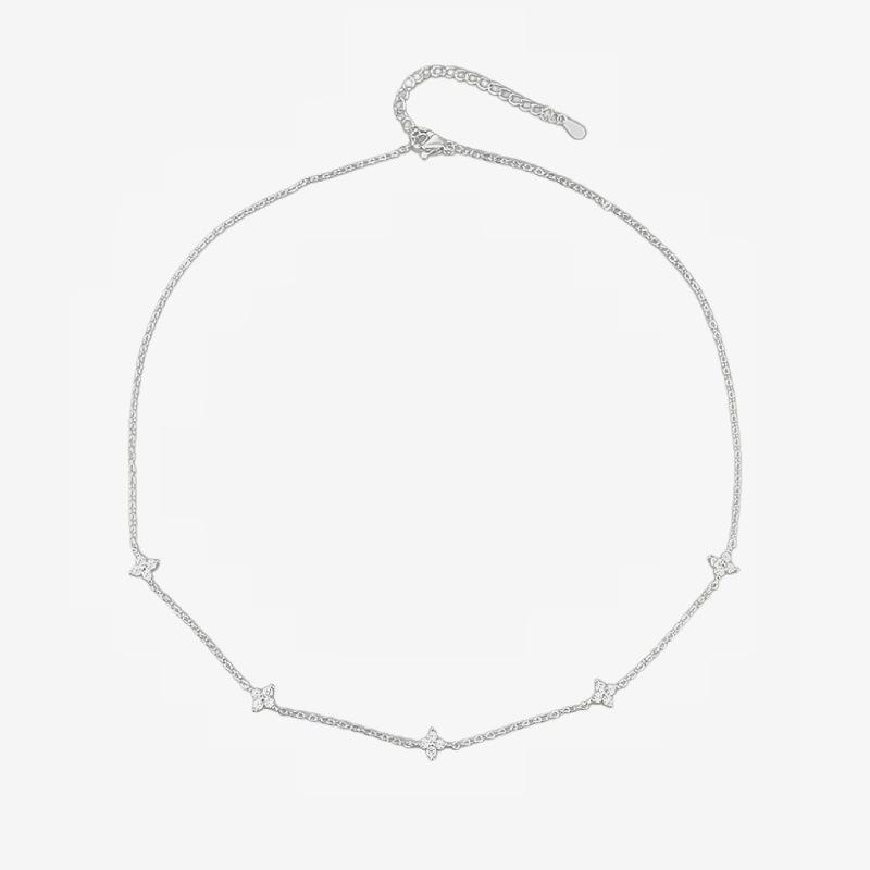 High-Grade Four-Leaf Clover Necklace Women's Collarbone Chain Full Of Stars Super Flash Light Luxury Hundred Temperament Necklace