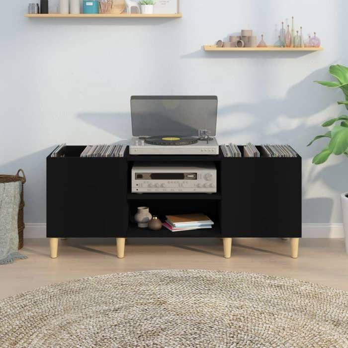 VidaXL Record Cabinet Black 121x38x48 Cm Engineered Wood 831926