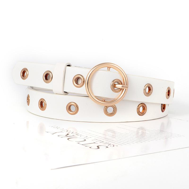 Versatile Leather Pu Belt For Women With Punching Detail And Buckle Metal