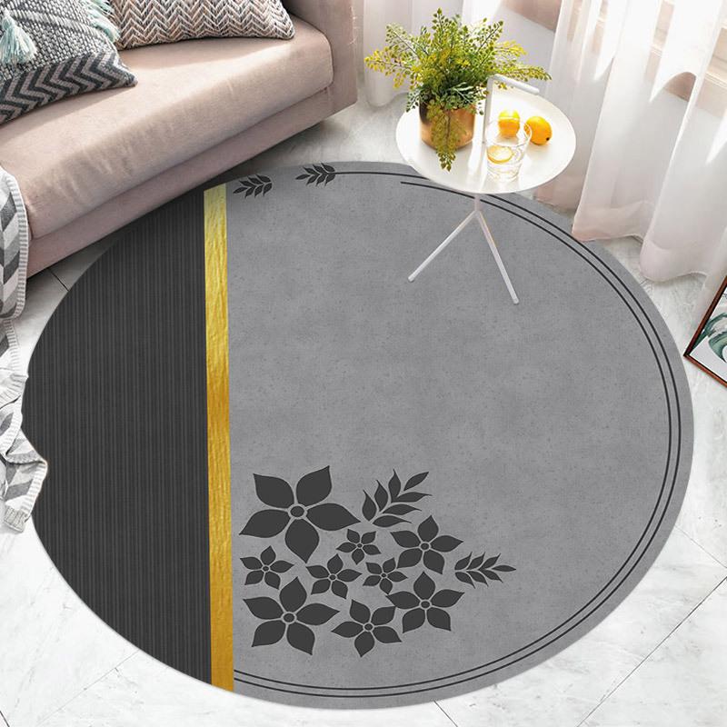 Модный круглый ковер для дома, противоскользящий золотой коврик для пола, ковер для детской спальни, ковер для гостиной
