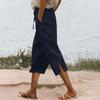 Women's Fashion Loose Casual Solid Colour Cotton Linen Casual 7/10 Pants
