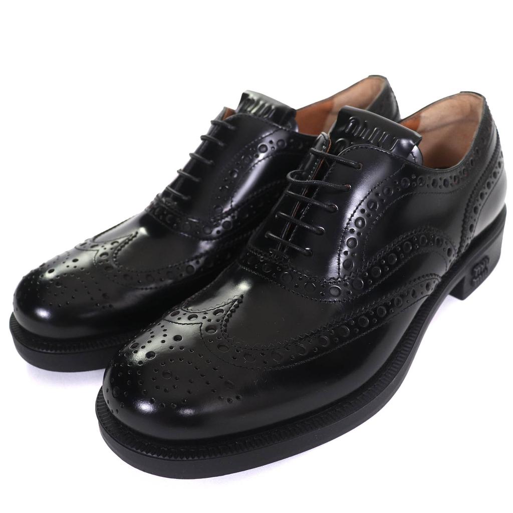 Pristine CHURCH'S Leather shoes Oxford Brogues black leather Women 38 5E038E Used