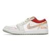 Jordan Air Jordan 1 Устойчивые к истиранию Устойчивые к истиранию Низкие винтажные баскетбольные кроссовки Мужские Бежевый Красный 553558-133(Командачетыре-)