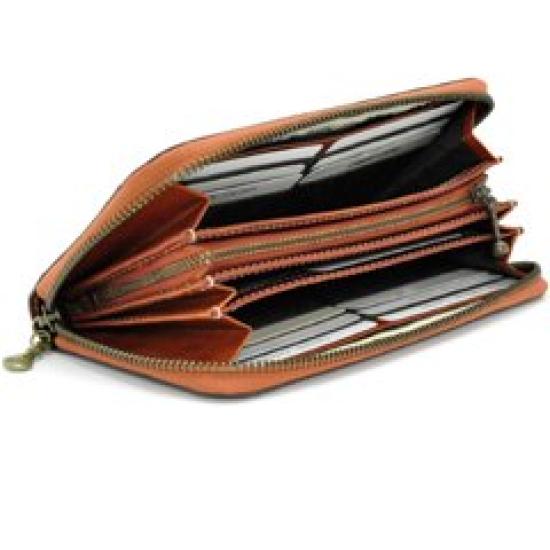 Длинный кожаный кошелек Dakota с круглой молнией 0035896 Fons Series Orange [Dakota] для женщин DA-35896-34