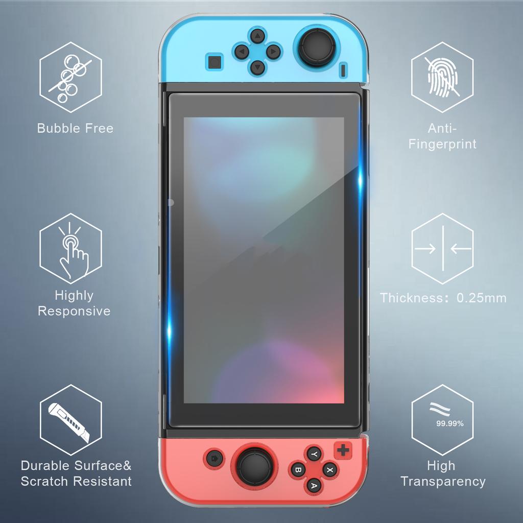 Закаленное защитное стекло для экрана, совместимое с Nintendo Switch/ Switch Lite/ Switch OLED, жесткая защитная пленка для игровой консоли Switch