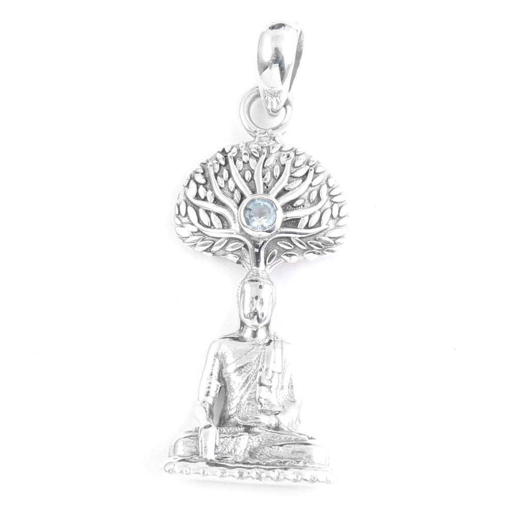 Синий топаз, перидот, аметист, сердолик, гранат, цитрин, подвеска Будды, стерлинговое серебро 925 пробы, очаровательные ювелирные изделия