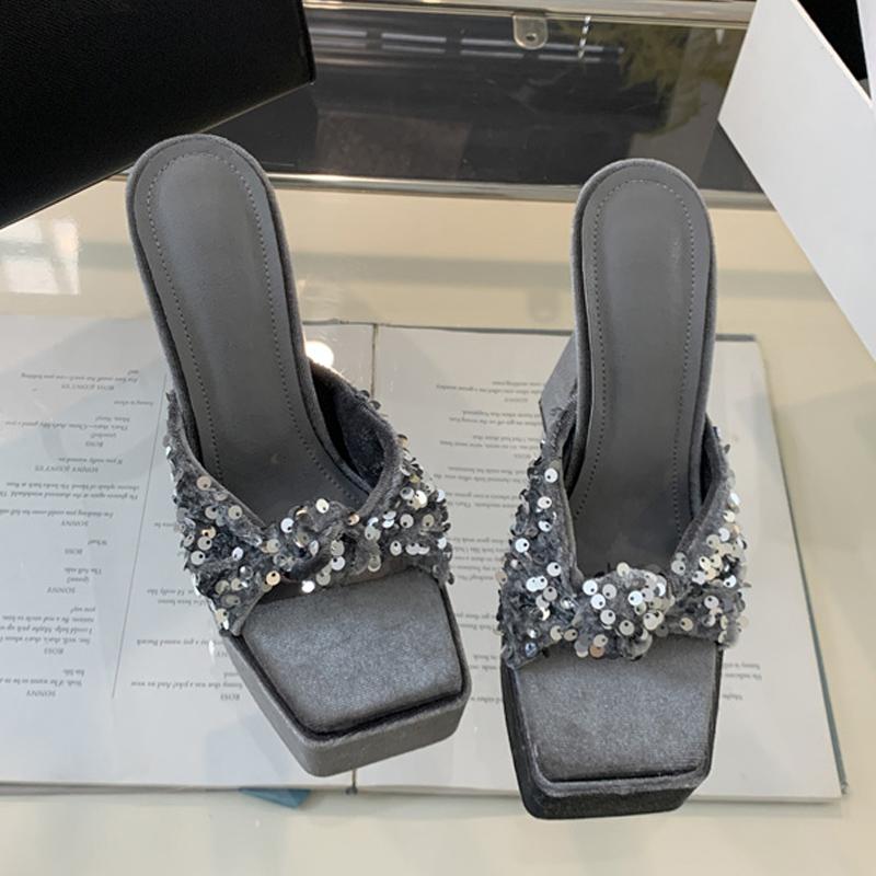 Liyke Street женские сексуальные туфли с квадратным носком на очень высоком каблуке, современные тапочки с плиссировкой в виде рыбьей чешуи, сандалии на узкой платформе, женские туфли