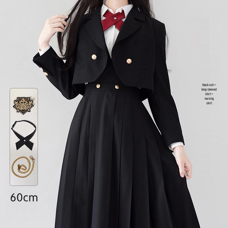 Японский комплект школьной формы JK: Аутентичная длинная юбка, защищающая грудь, для молодых леди от Ху Му Тао
